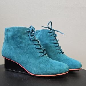 United Nude Teal Suede Wedge Shoes
